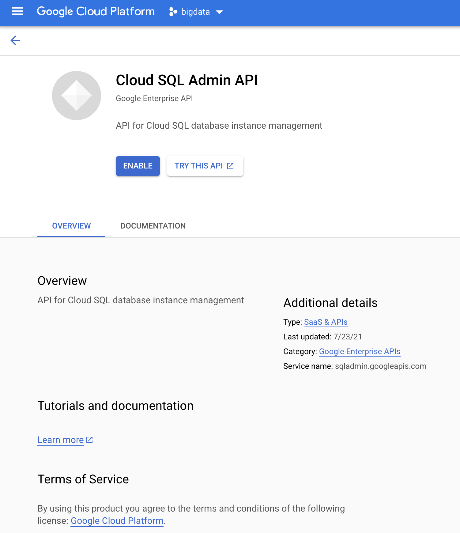 Relational database in Google Cloud